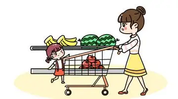 妈妈和女儿一起逛超市场景简笔画