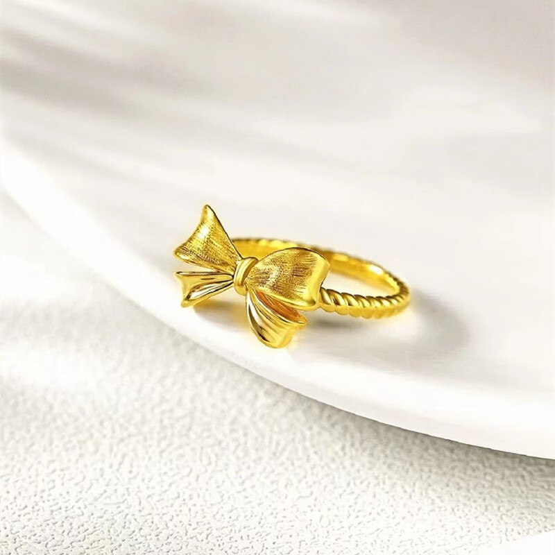 lfdosg老凤凰999足金蝴蝶结戒指黄金在逃公主麻花指环女尾戒首饰 11号