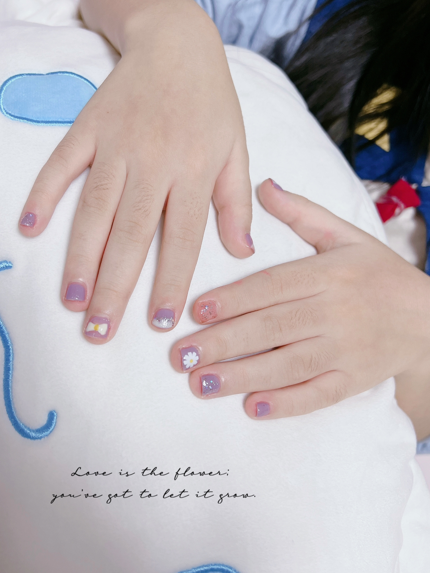 儿童美甲|奶紫色的小朋友美甲 连夜给女儿安排了小朋友的美甲97画了