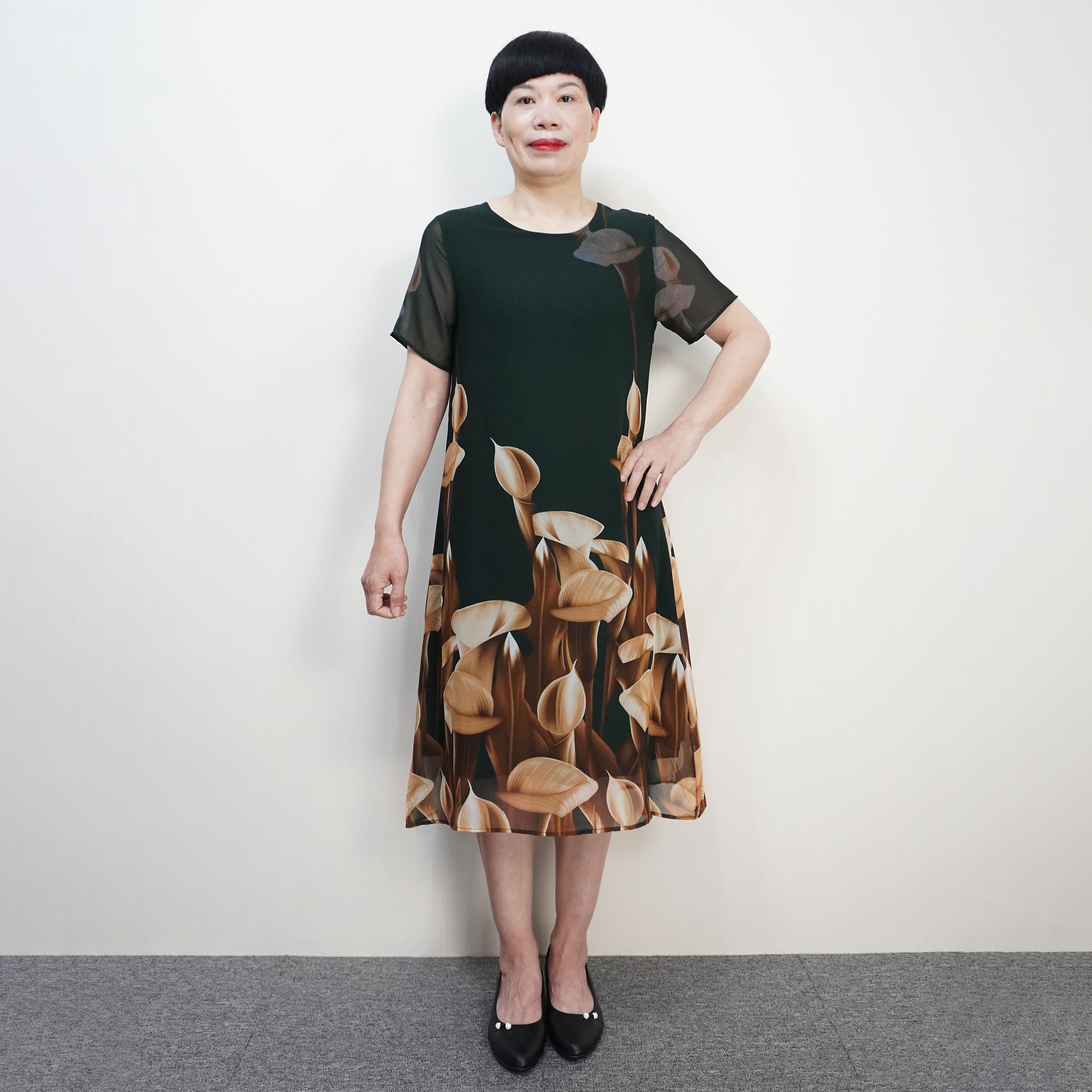 中长中老年妈妈夏装连衣裙款女5060岁婆婆长裙时尚中老年女装