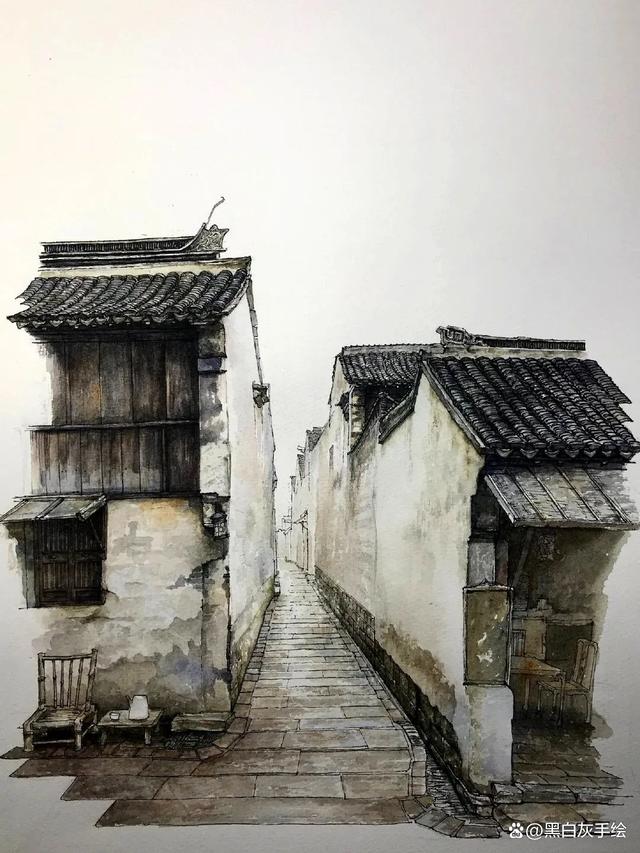 青年艺术家的钢笔淡彩欣赏