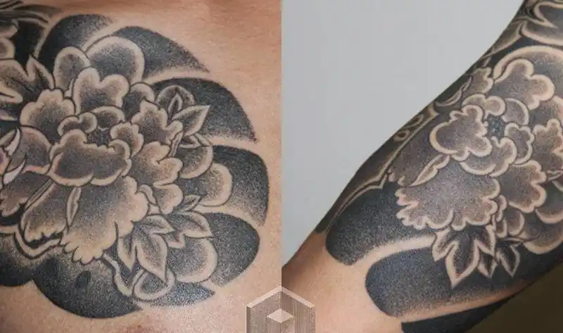 老传统半甲细节纹身图片手臂老传统纹身图案