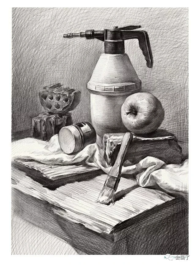 敲门砖素描静物基础入门水果蔬菜陶瓷不锈钢塑料单体静物练习临摹范本