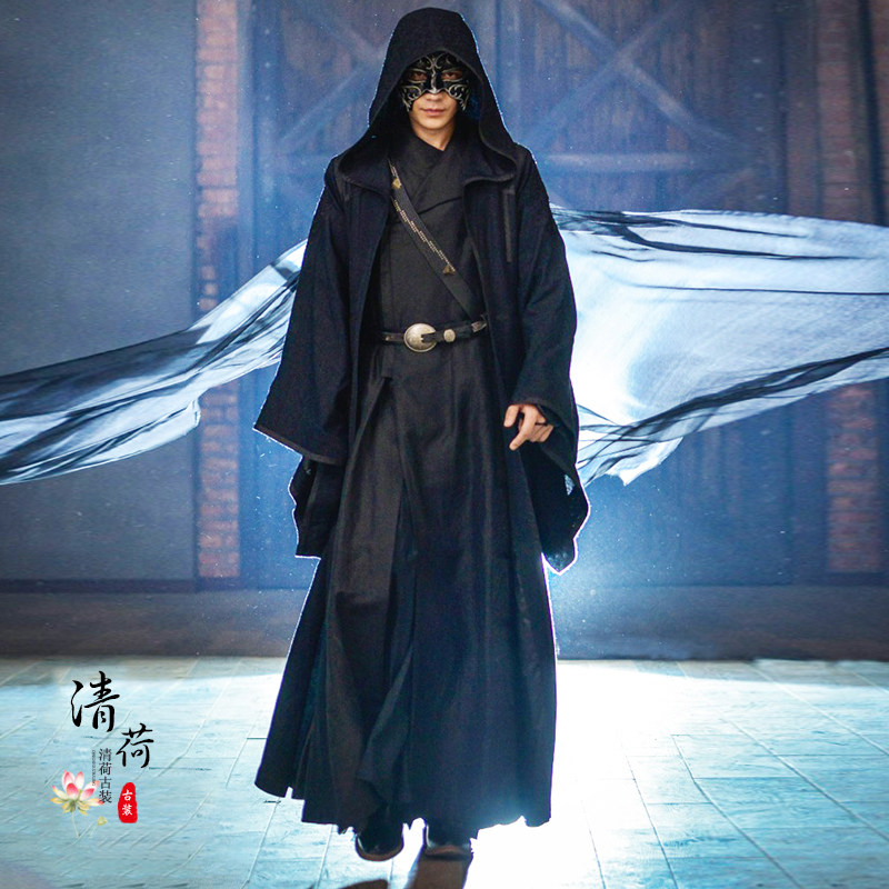 古装客服影视同款刺客黑衣人夜行棉麻武侠男侠民族服装