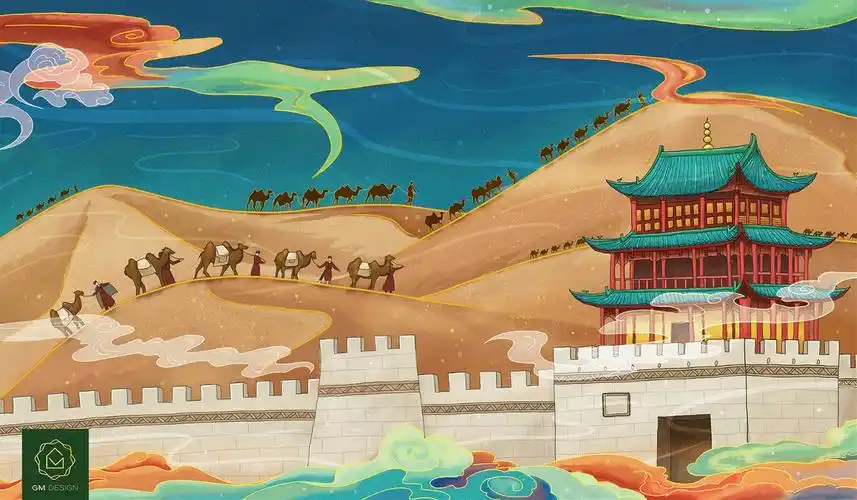 茶马古道题材插画
