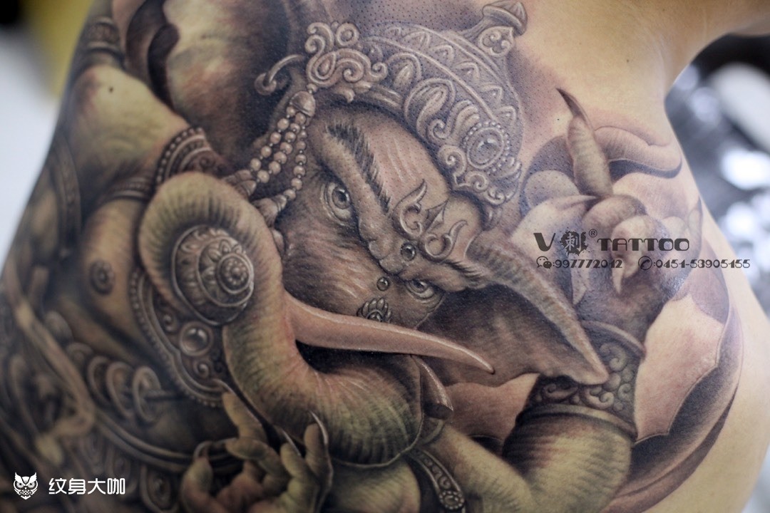 大象神!_招财纹身写实纹身图案大全 - 纹身大咖