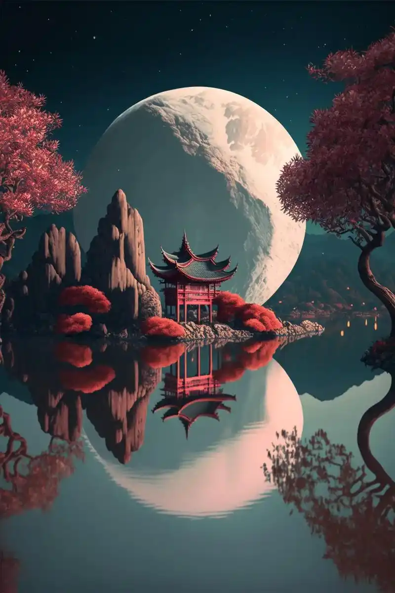 绘画分享~#古风 #插画 #壁纸 #治愈系风景  - 抖音