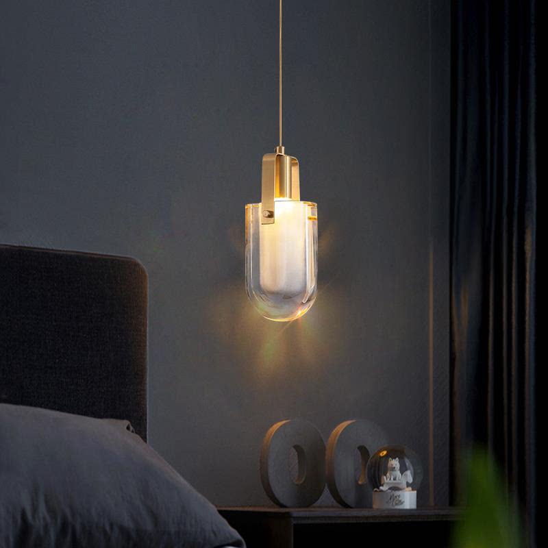 艺术范极简现代简约全铜轻奢小吊灯卧室床头长线吊灯水晶灯具