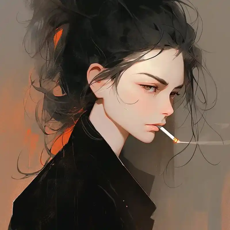 吸烟女头.#二次元 #优质头像 #ai绘画 - 抖音