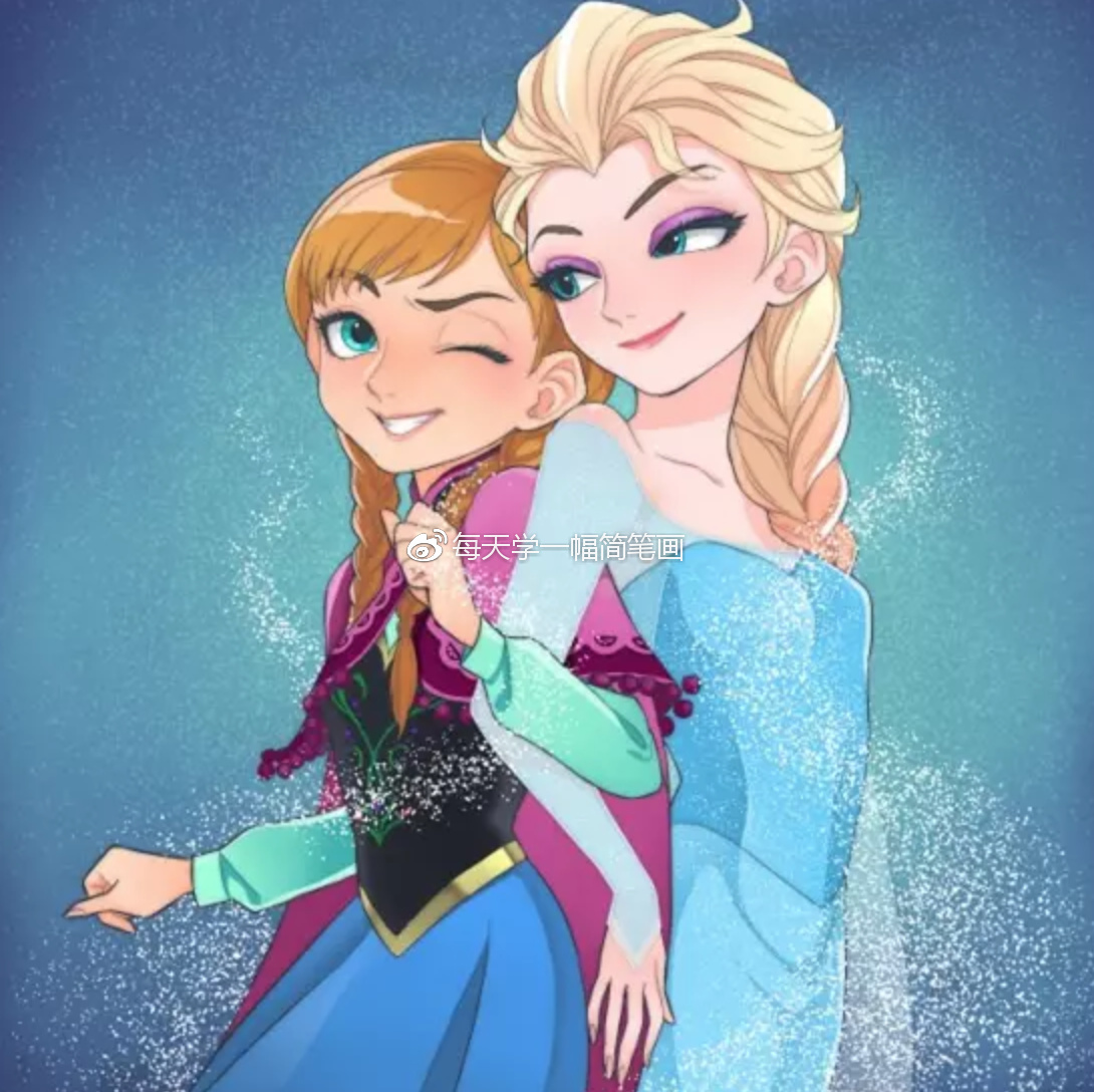 冰雪奇缘小姐妹简笔画集合