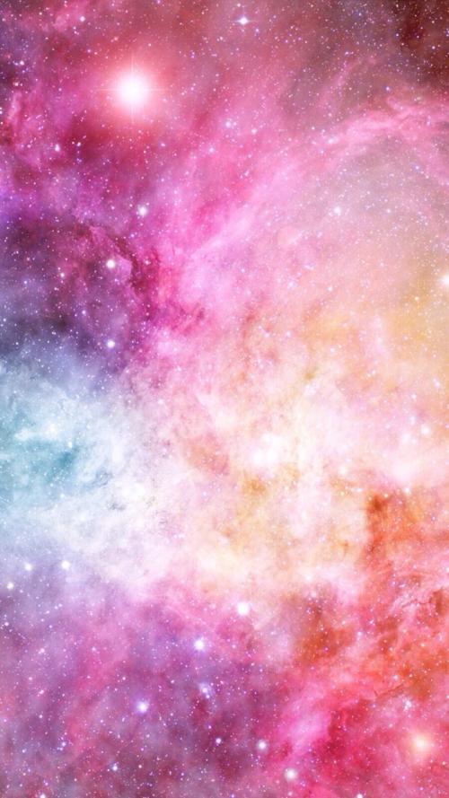 动漫美图:少女星空以及大海,粉色系梦幻唯美壁纸