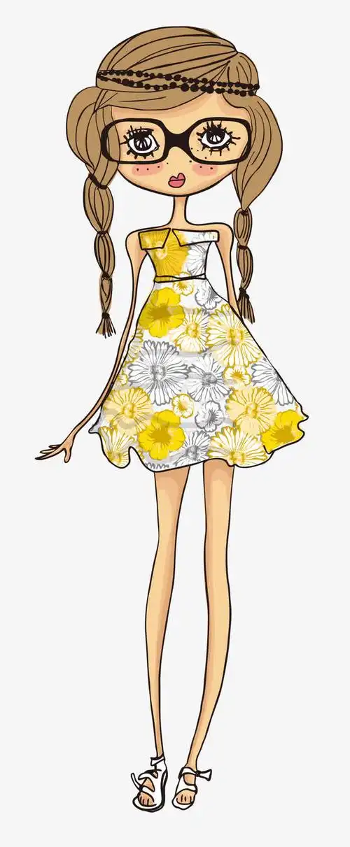 手绘/卡通 卡通元素 > 矢量手绘时尚美女 收藏 [声明] 觅元素所有素材