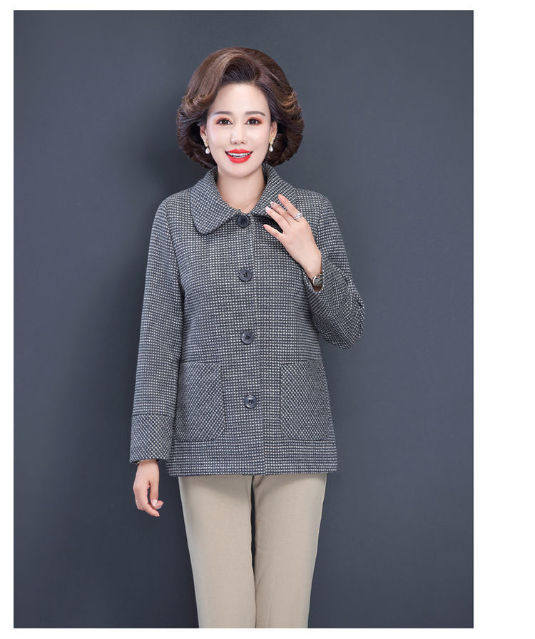 女新款洋气上衣岁中老年人春秋季外套兰色加棉加厚xl建议80105斤左右