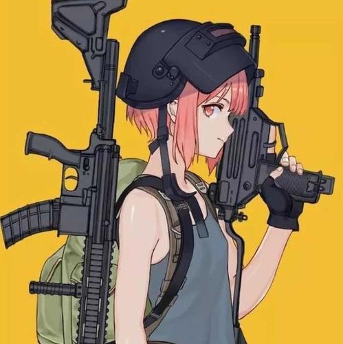 超帅吃鸡女生拿枪头像图片