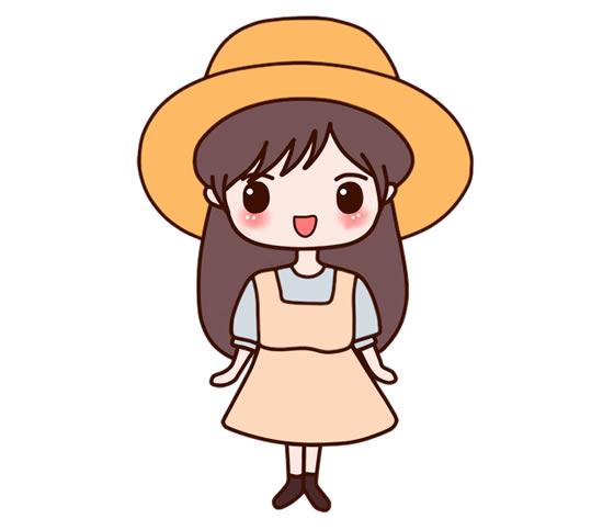 戴帽子的小女孩简笔画步骤画法教程简单又可爱