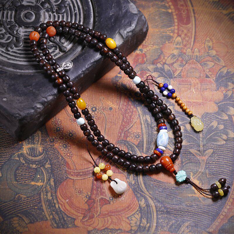 精品玉化陈籽星月菩提108颗佛珠项链原籽天然配饰藏式文玩手串