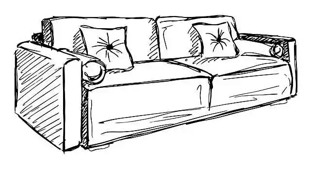 沙发,隔绝,白色背景,背景,矢量,插画,素描,风格