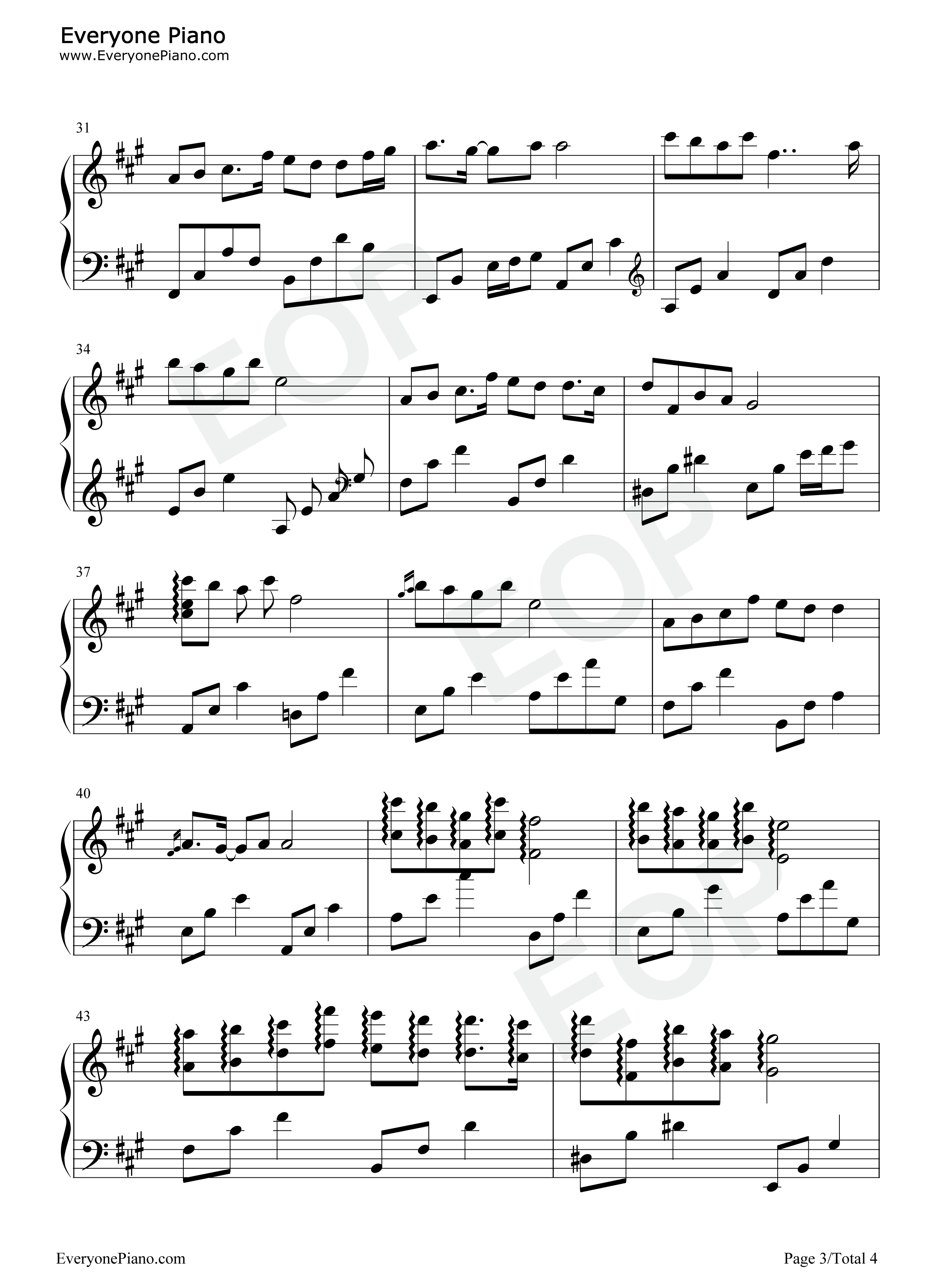 格桑花-赵海洋五线谱预览3-钢琴谱文件(五线谱,双手简谱,数字谱,midi