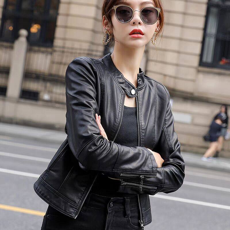 皮衣女装外套春秋款潮流韩版机车pu皮衣夹克修身百搭休闲时髦上衣