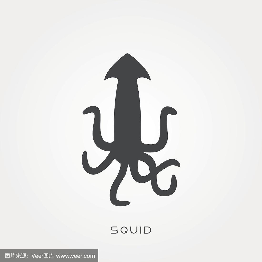 轮廓图标鱿鱼