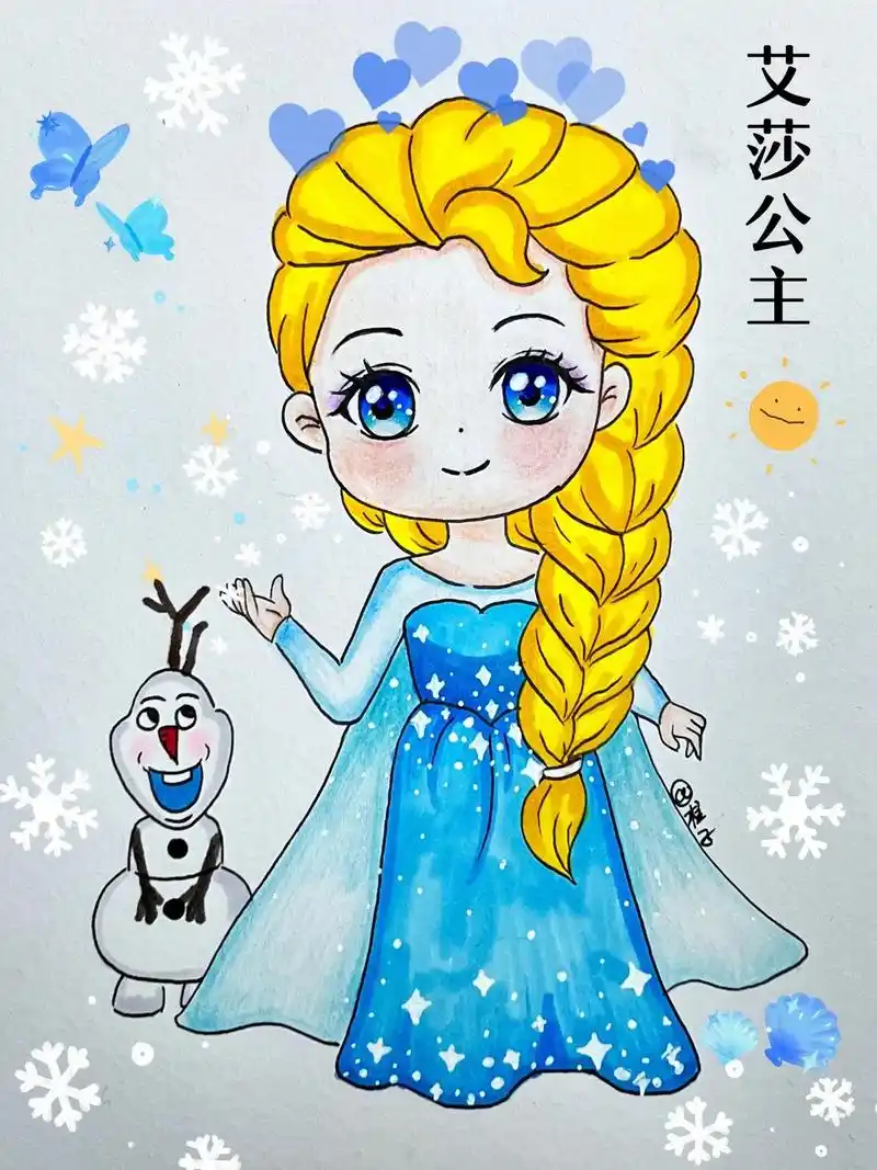 艾莎公主绘画步骤图.#图文伙伴计划 #零基础学画画 #艾莎公 - 抖音