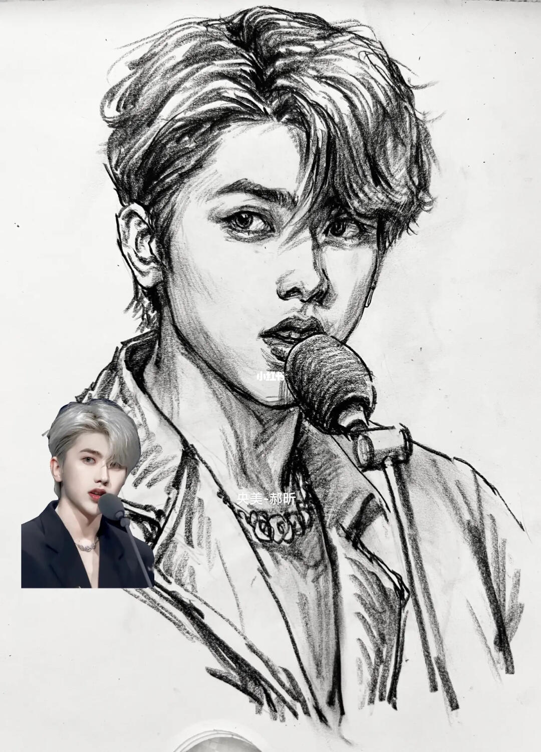 画一下蔡徐坤银发造型