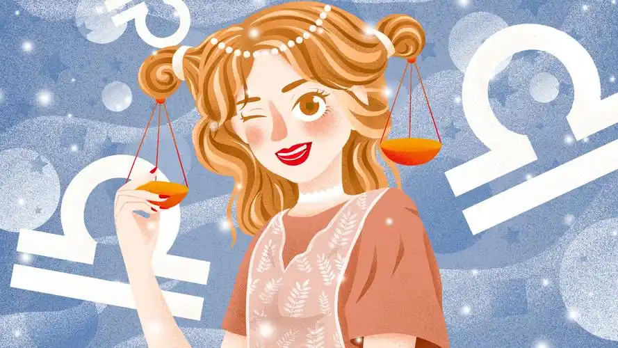 电脑壁纸 动漫卡通 生肖星座 可爱的天秤座女孩插画