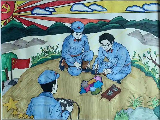 张文涛  听障部《浙西南革命精神——战斗一线》绘画  高中组