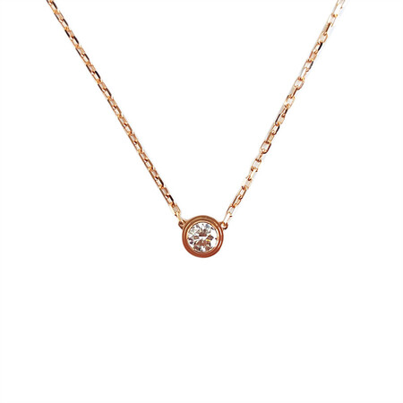 【二手95新】卡地亚 diamants legers 女士18k玫瑰金镶钻石吊坠项链b