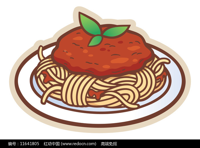 黑椒牛排意面美食手绘