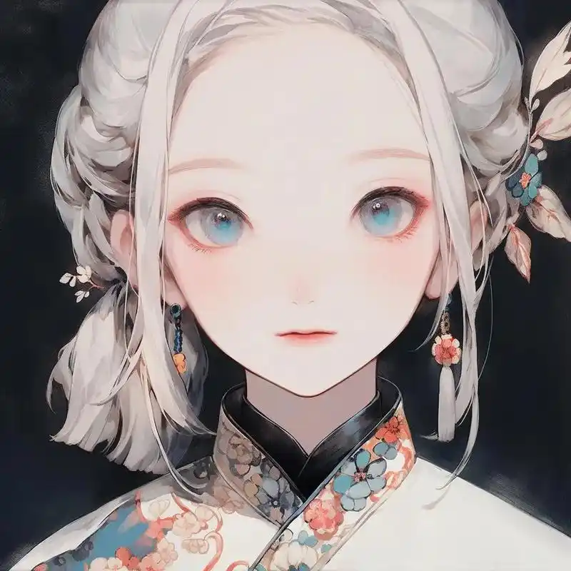 少女头像|可爱白发少女.故事的最后,你还是说了,hi. #m - 抖音