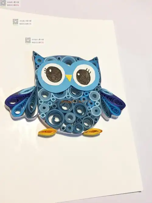 猫头鹰衍纸手工插画卷纸画小朋友衍纸礼物儿童幼儿园衍纸装饰画