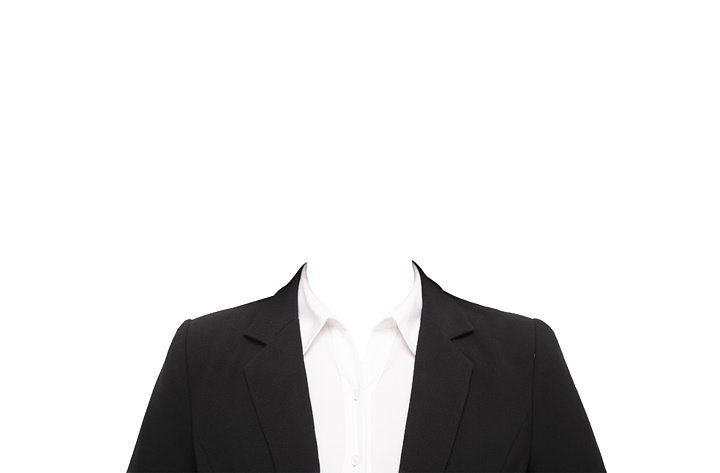 黑西装白衬衣的女性证件照模板