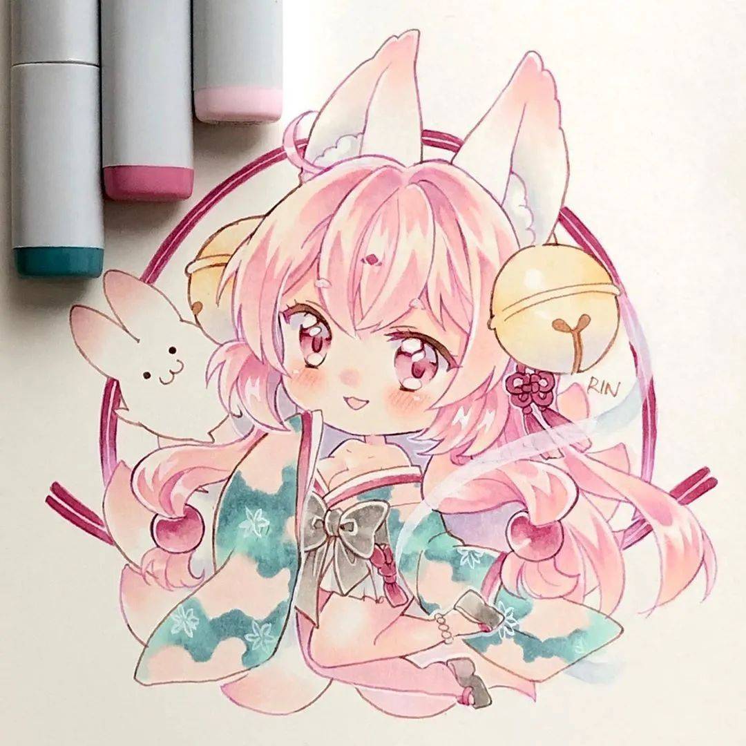 马克笔手绘 | 超萌超可爱q版马克笔动漫手绘,没有你绝对不行