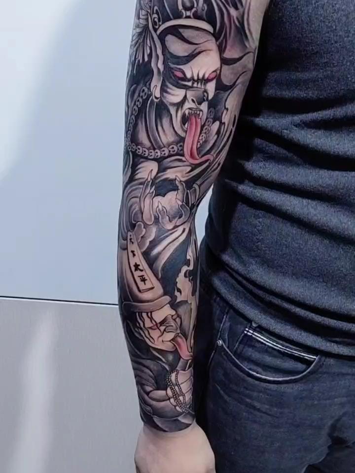 花臂黑白无常_纹身图案手稿图片_梁山刺客的纹身作品集