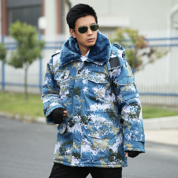 海洋迷彩大衣军大衣男冬季加厚保暖防寒服海军作训大衣正品配发女