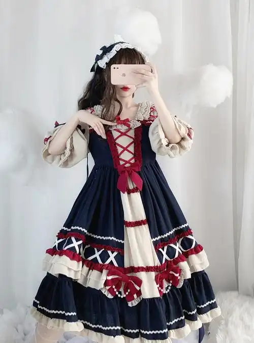 洛丽塔仙女裙子夏季年终促版洋装小日常吊带连衣裙秋长袖 爱莲说jsk