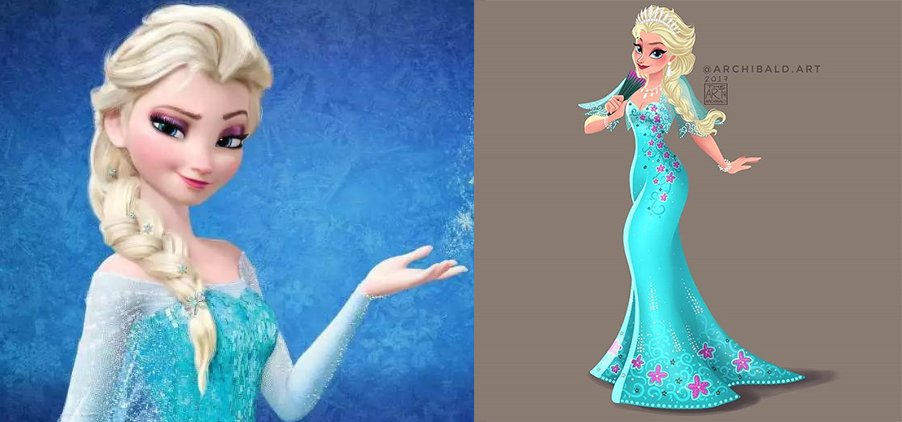 迪士尼公主穿上民族礼服后,艾莎公主性感妖娆,花木兰成最美公主