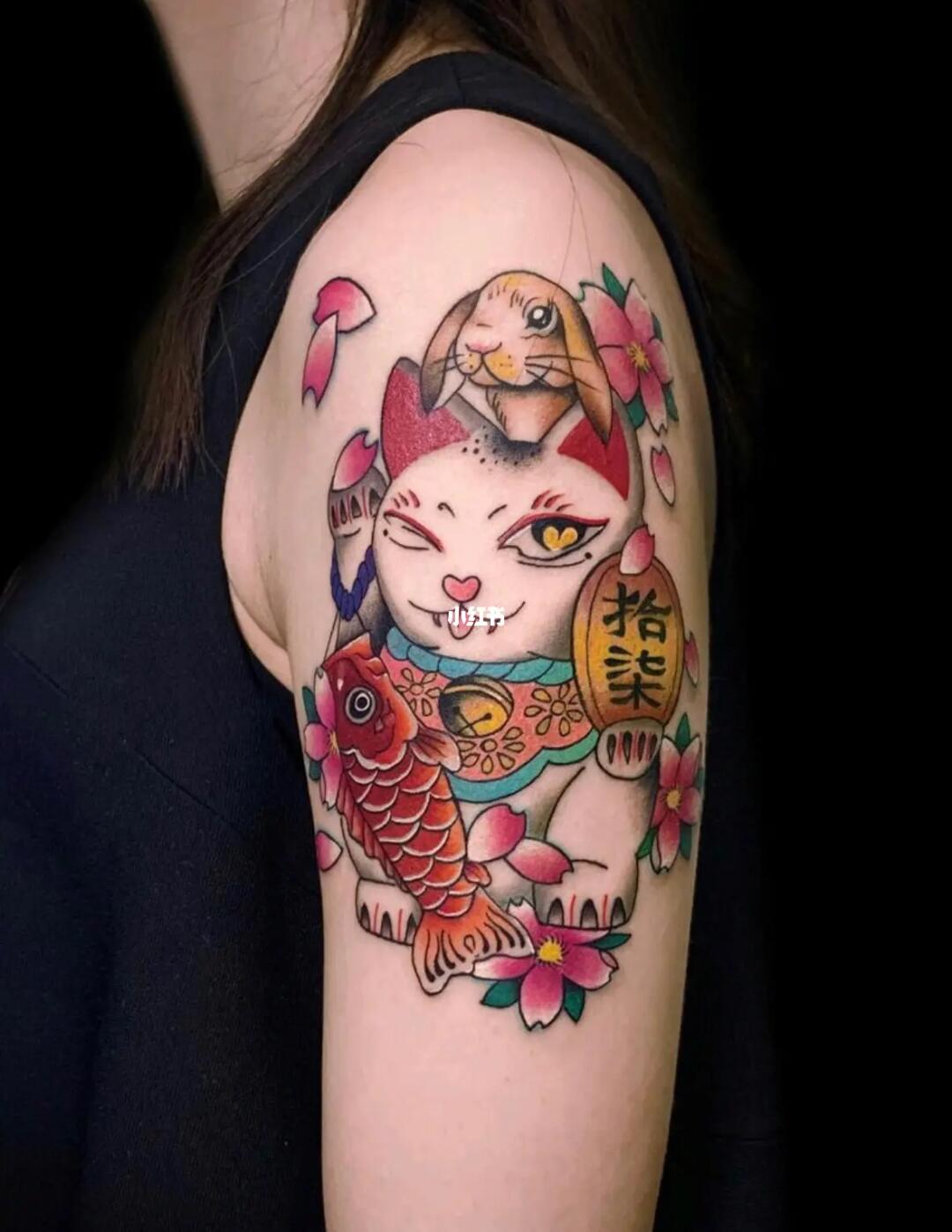 西安纹身 招财猫纹身