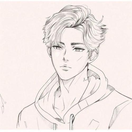 纯手绘的二次元动漫小哥哥帅气铅笔画简笔画图片