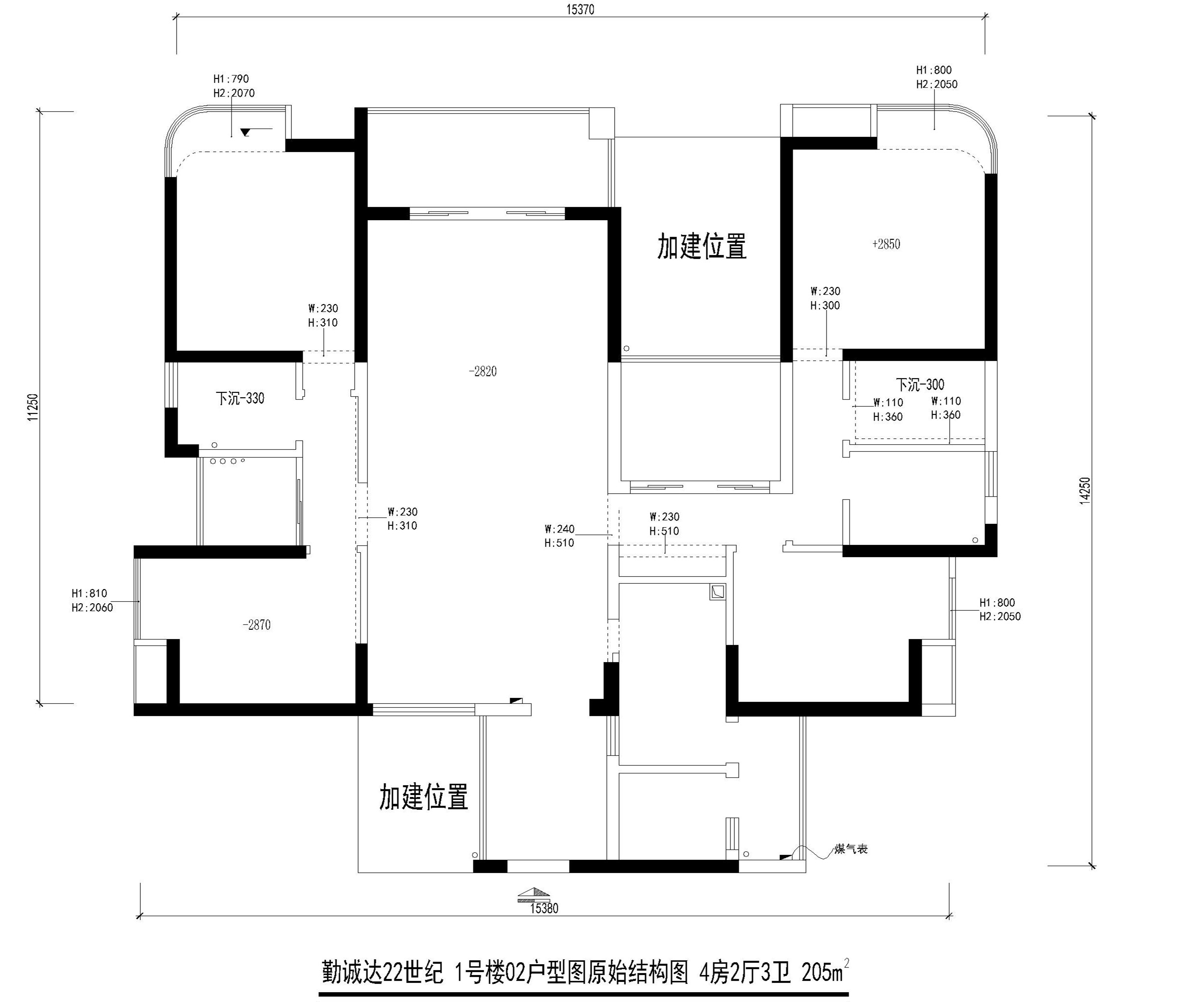 勤诚达22世 好易家 装饰 装修 设计 详细尺寸 户型图 原始结构图 户型