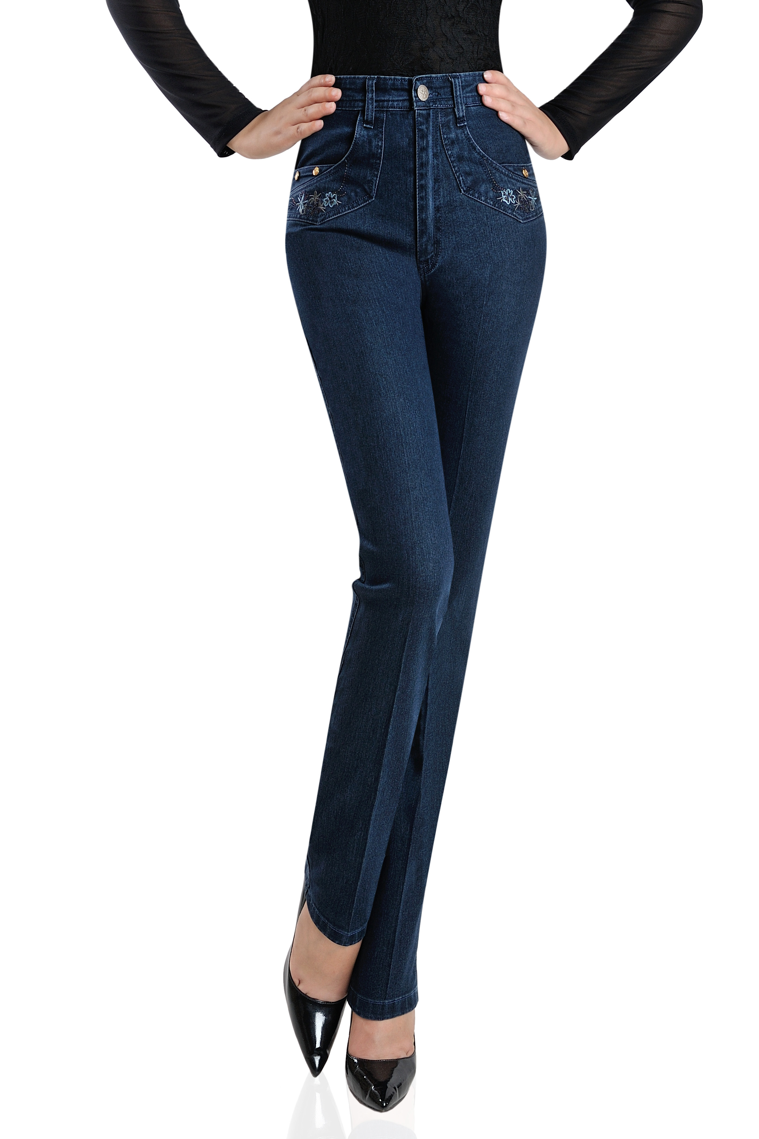 中年女裤牛仔裤春夏夏秋中老年妈妈裤子弹力休闲牛仔裤