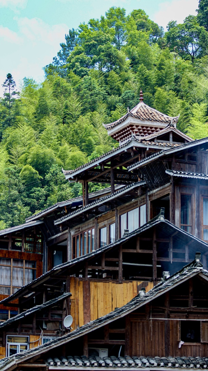 侗族村寨木房子摄于贵州黎平肇兴侗寨