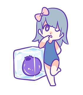 夏日可爱蓝莓冰块女孩