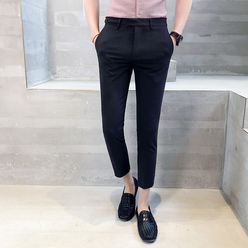 薄款9分裤男士裤子韩版潮流百搭新款修身小脚夏季休闲西裤九分裤