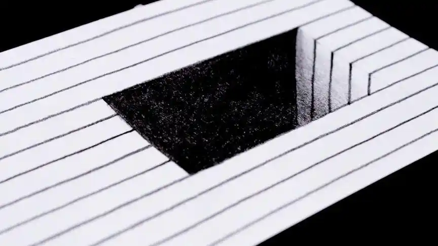 怎么在纸上画出一个凹陷的方形洞?三维立体画