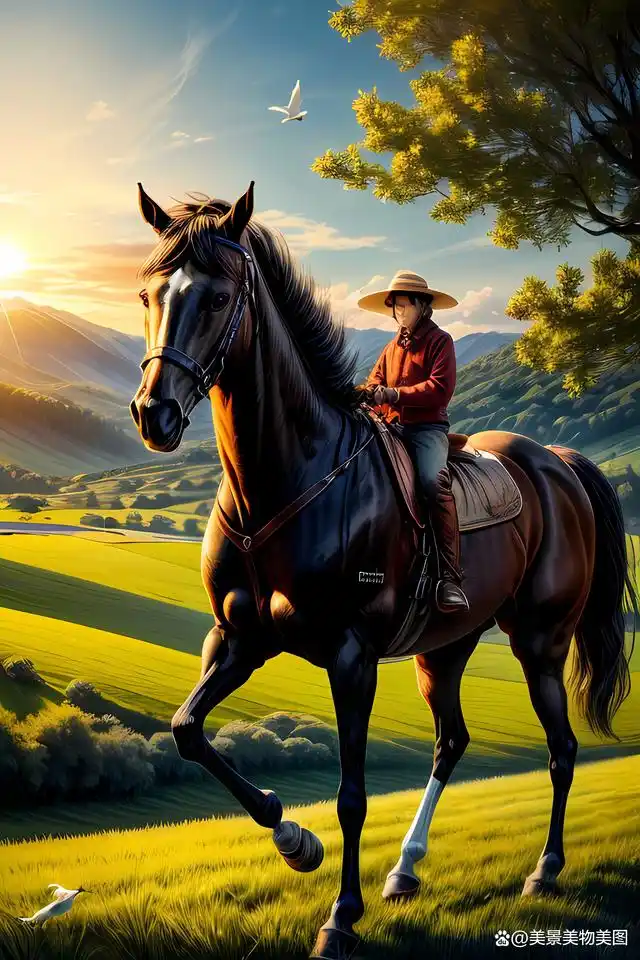 草原中,美丽的骏马