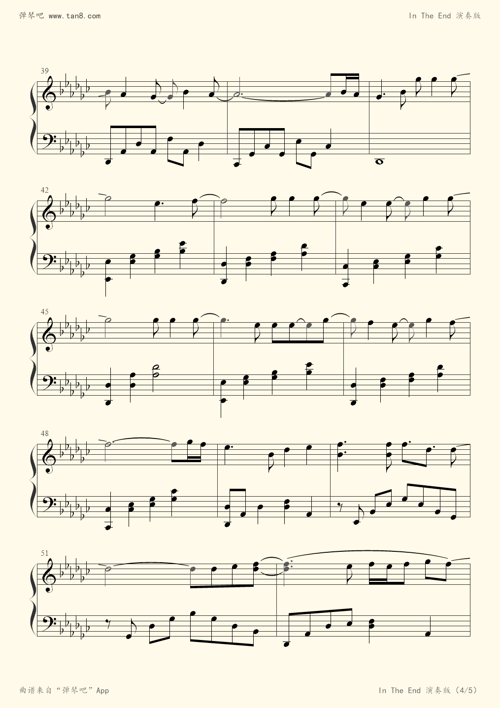 钢琴谱 - in the end (林肯公园,优美演奏版)