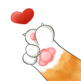 卡通猫咪爪子比心插图
