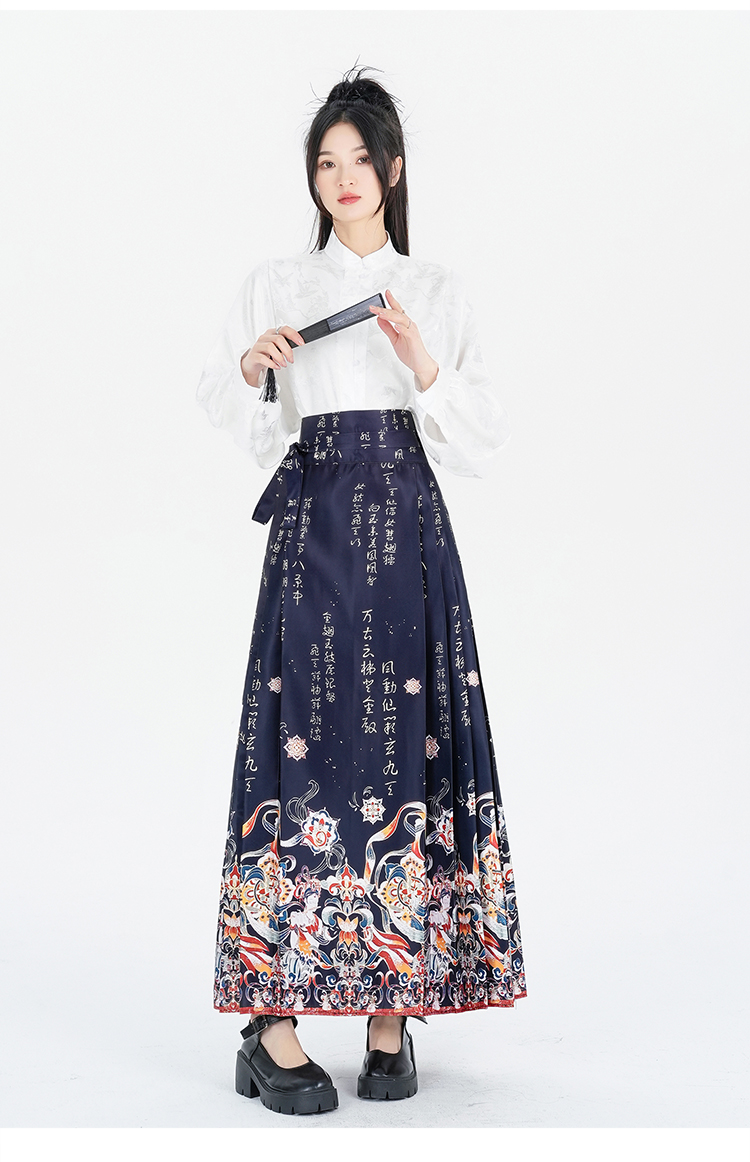 实拍新中式国风汉服改良马面裙半身裙女春秋款2024成人女装长裙 - 17